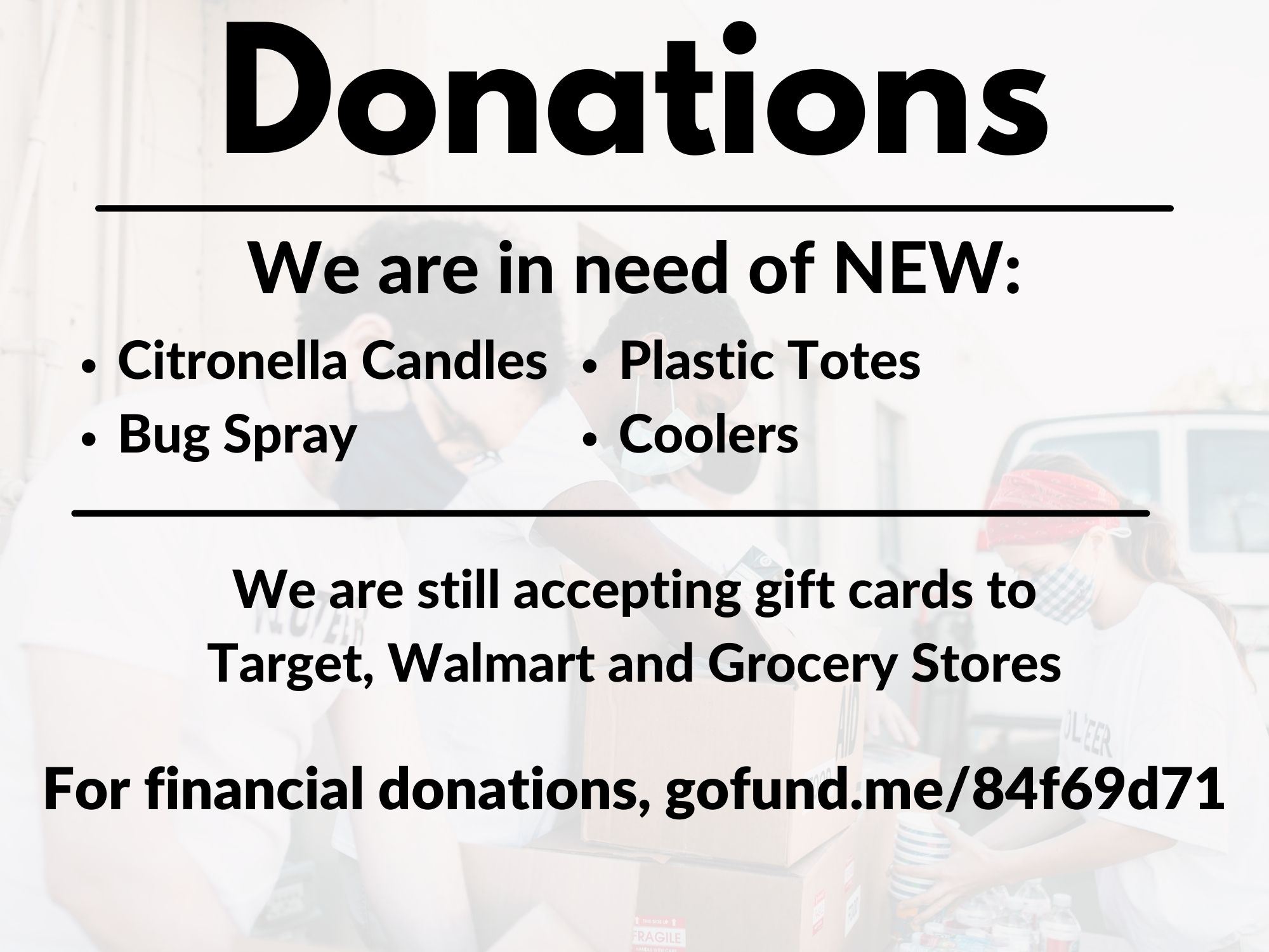 Donations still being accepted